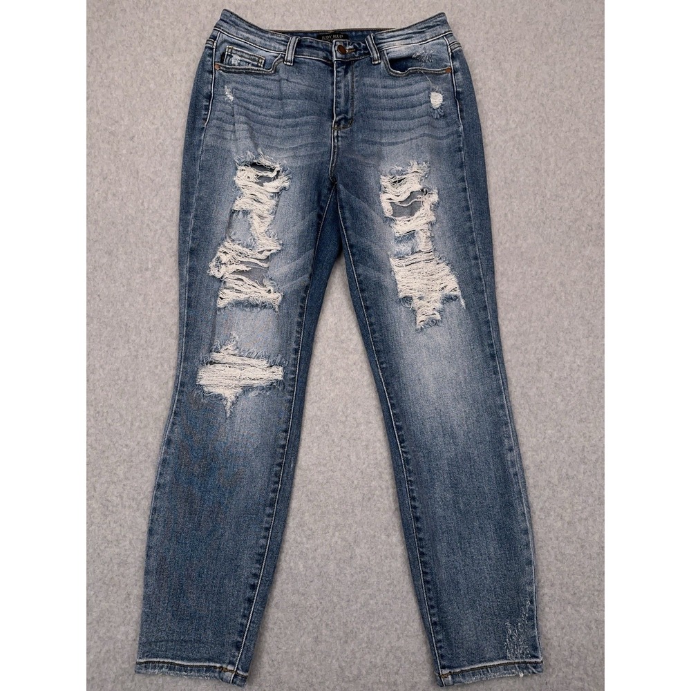 Judy Blue Jeans‎ Destroyed Boyfriend Fit Women's 7/28 Mid Rise Stretch JB82170LT